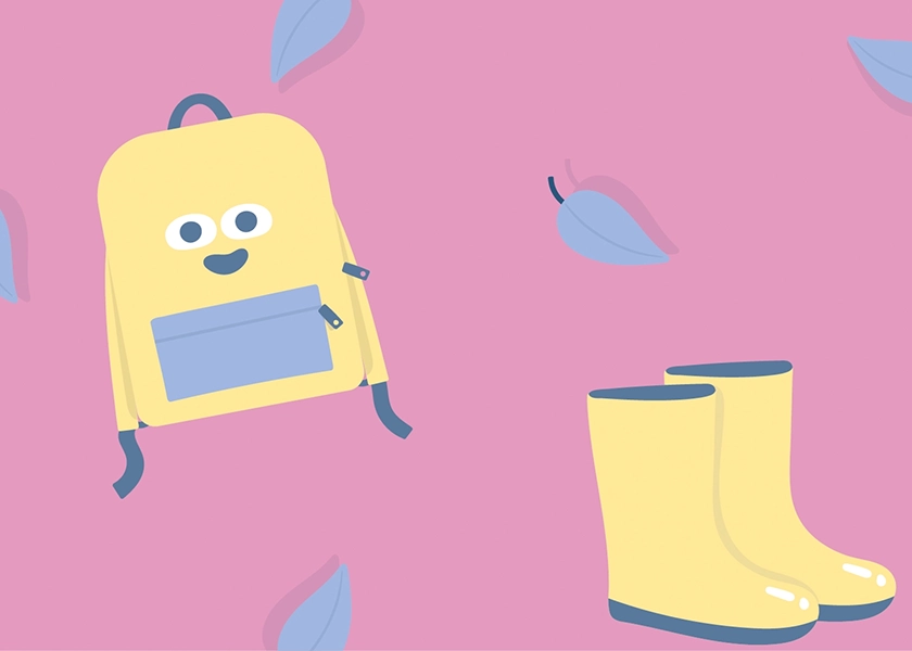 Illustration cartable et bottes