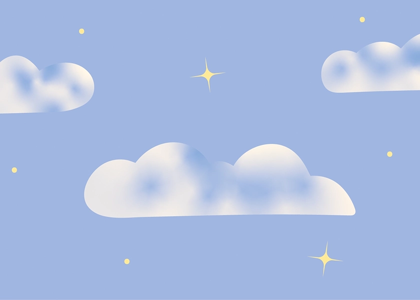 Illustration ciel étoilé et nuages